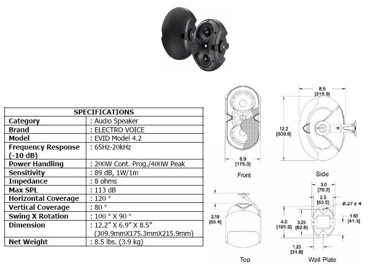 ELECTRO VOICE EVID Compact Full Range Speaker