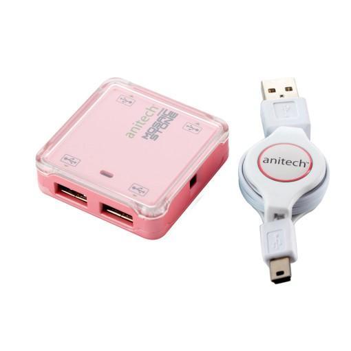 Pink Hub Anitech High-speed USB 2.0 Hub 4 ports B319 -Pink